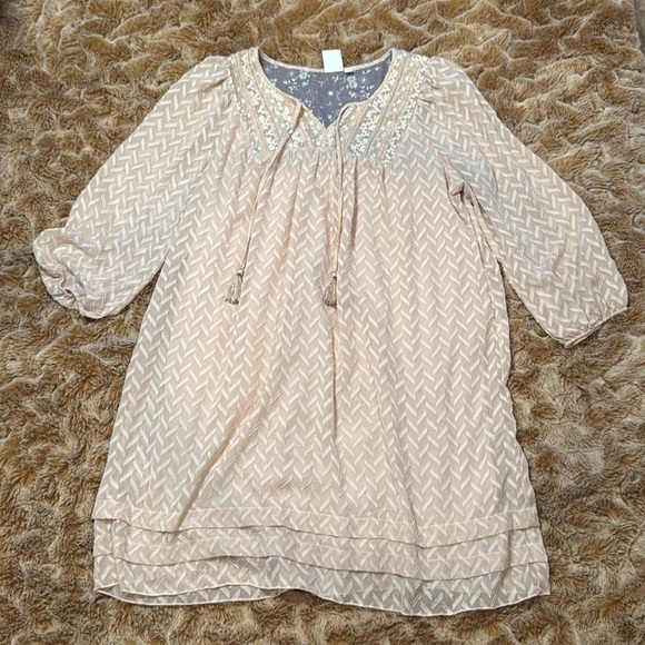 Anthropologie One September Elegant Pink Lace-Trimmed Dress SIZE L - Picture 9 of 13